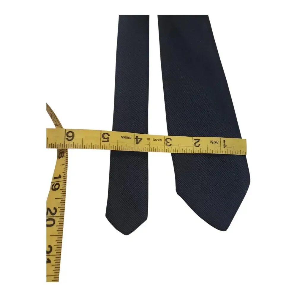 Vintage Sears Men's Store Mens Tie Navy Blue Solid Woven Classic Necktie